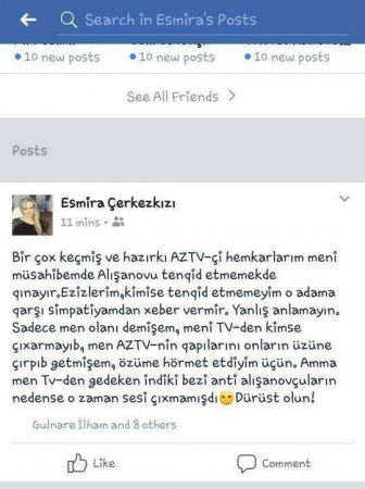 "İndiki bəzi anti alışanovçuların nədənsə o zaman səsi çıxmamışdı..."