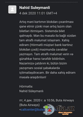 "Buta Airways" müştəriyə necə problem yaradır...