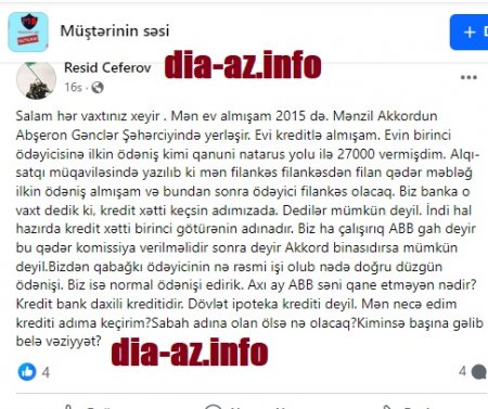 `İlin Bankı` bu məsələdə də problem yaradır...