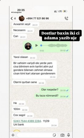 "Dostlar, mənim adımdan pul istəyirlər..."