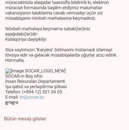 SOCAR-da VAKANSİYA ŞOUSU DAVAM EDİR